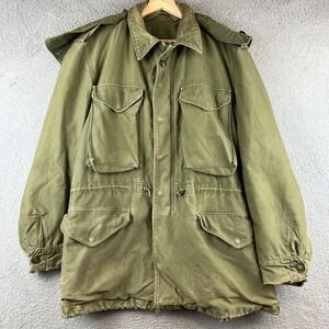 Vintage US Military M-1951 Field Jacket Olive Drab Green Regular Small M51 Hood